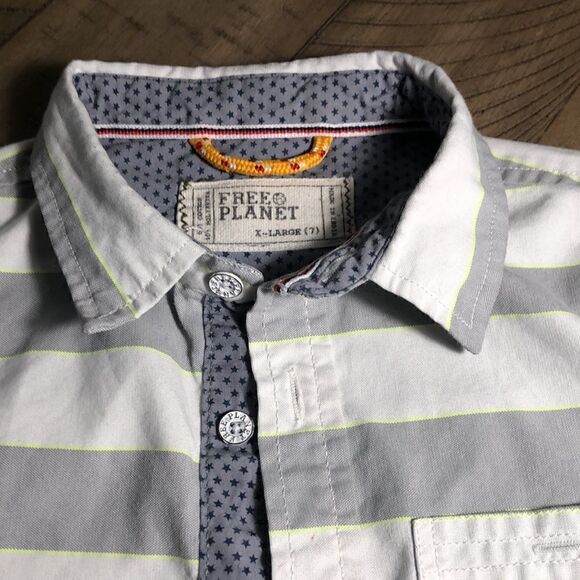 Unisex Surf 🏄🏼‍♂️ Shirt w/ Pocket by Free Planet Size 7  XL Neon green stripe - Picture 4 of 4